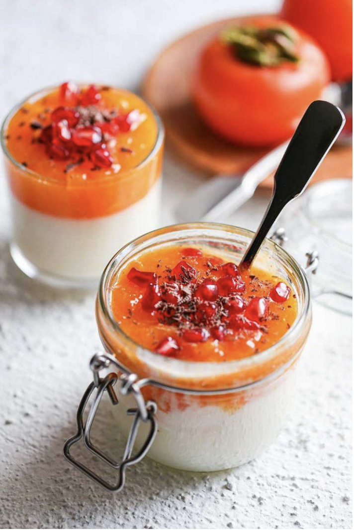 Panna cotta de caqui amb espècies de tardor